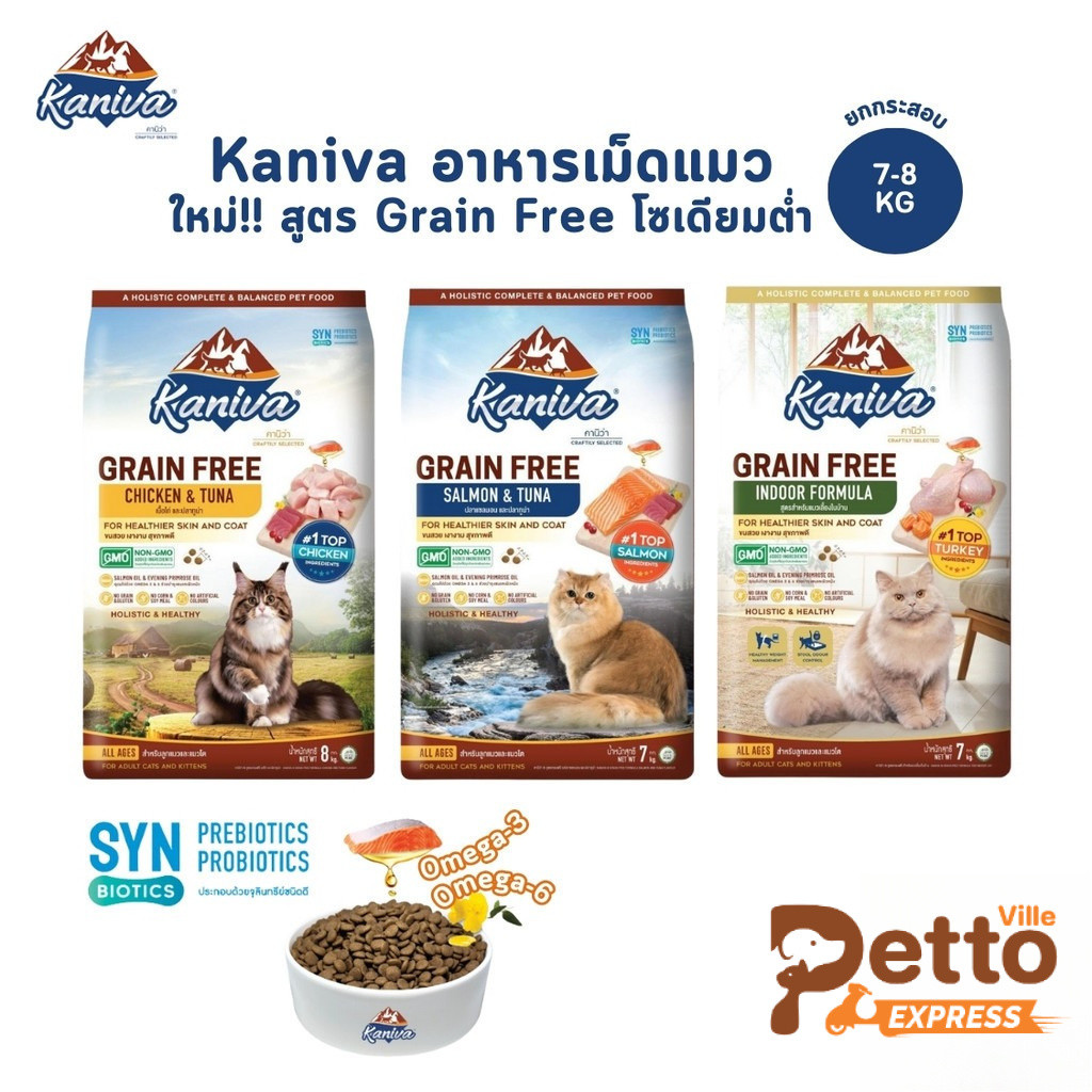 Kaniva อาหารแมวคานิว่า เกรด Grain Free สำหรับแมวทุกช่วงวัย ยกกระสอบ ขนาด 7-8 kg