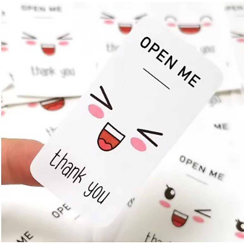 สติ๊กเกอร์ Open me สติ๊กเกอร์ขอบคุณ สติ๊กเกอร์ 5.5 x 3 ซม
