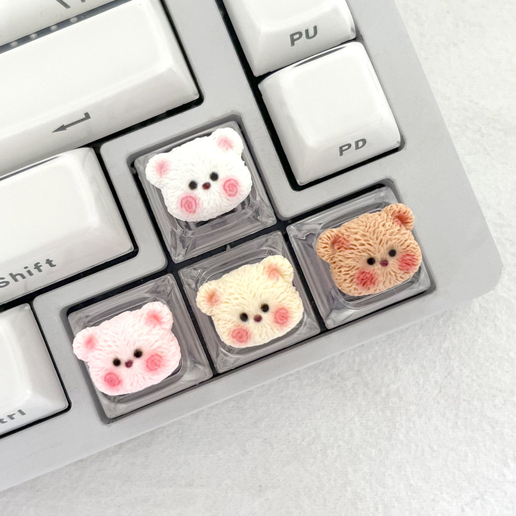 Lena Bear Creative Keycap Limited โปร่งแสงที่กําหนดเองน่ารักประณีตการ์ตูนหมีจัดแต่งทรงผม Series diy 
