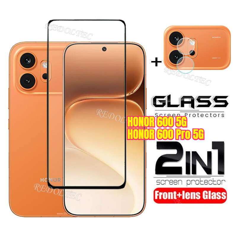 Honor 600 600Pro 5G 2 in 1 ป้องกันหน้าจอ + เลนส์ป้องกันคลุมทั้งหมดกาวเต็ม Honor 600 Pro Honor600 ฟิล
