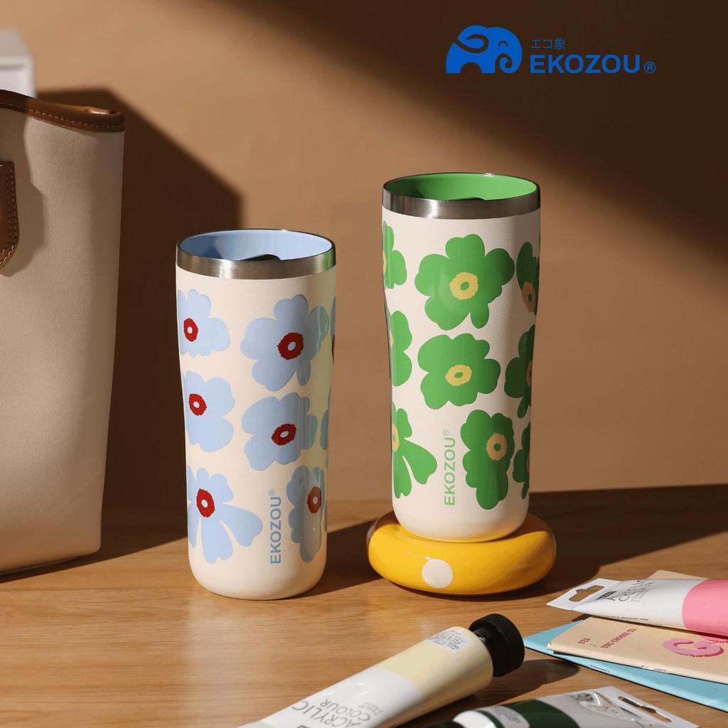 EKO CLIX Bloom Series แก้วน้ำสแตนเลส 304 เคลือบเซรามิก ขนาด 480 ML. เก็บอุณหภูมิ ร้อน-เย็น EKOZOU