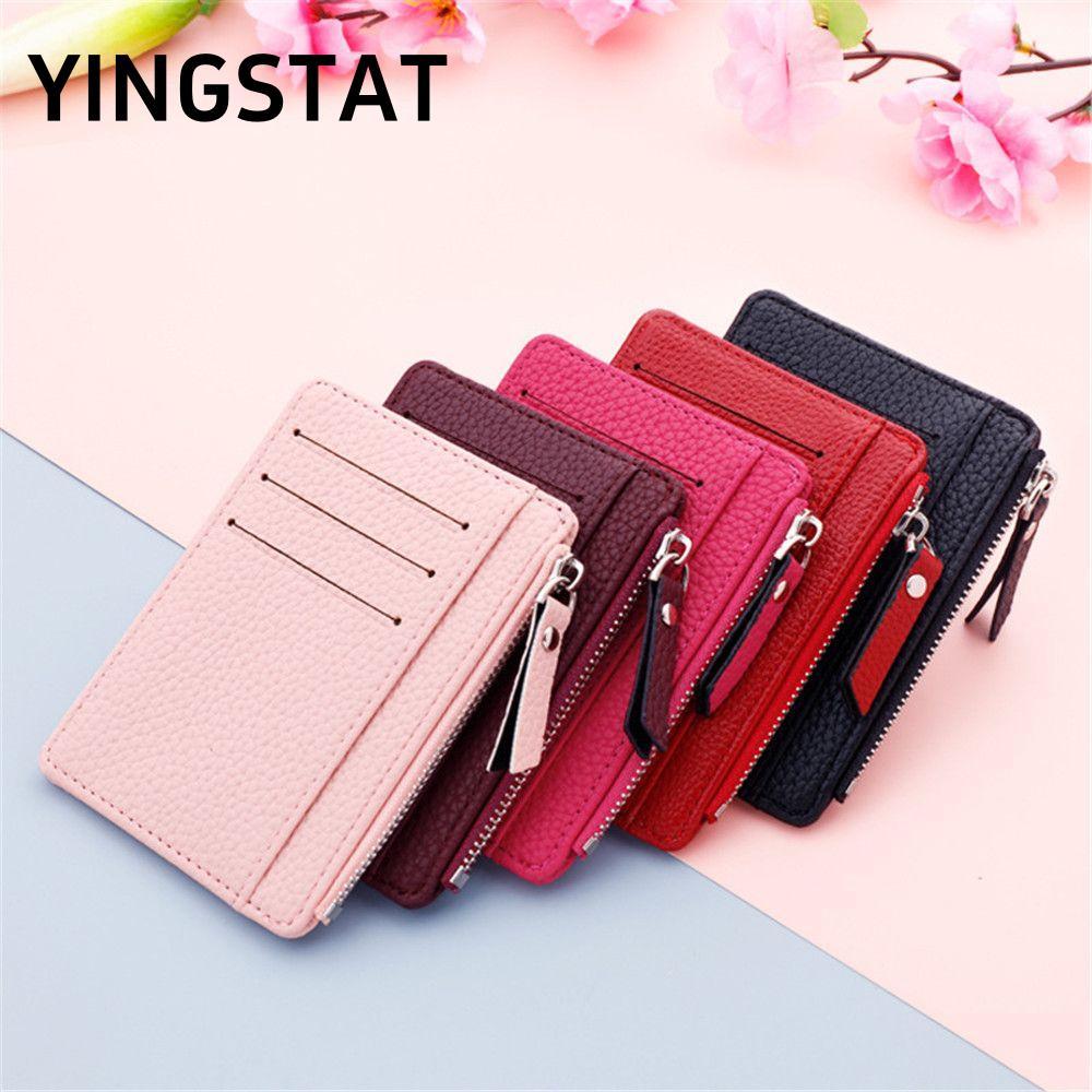 YINGSTAT กระเป๋า Multi-card Bit Zipper Pocket Coin Bag Card Holder สําหรับผู้หญิง