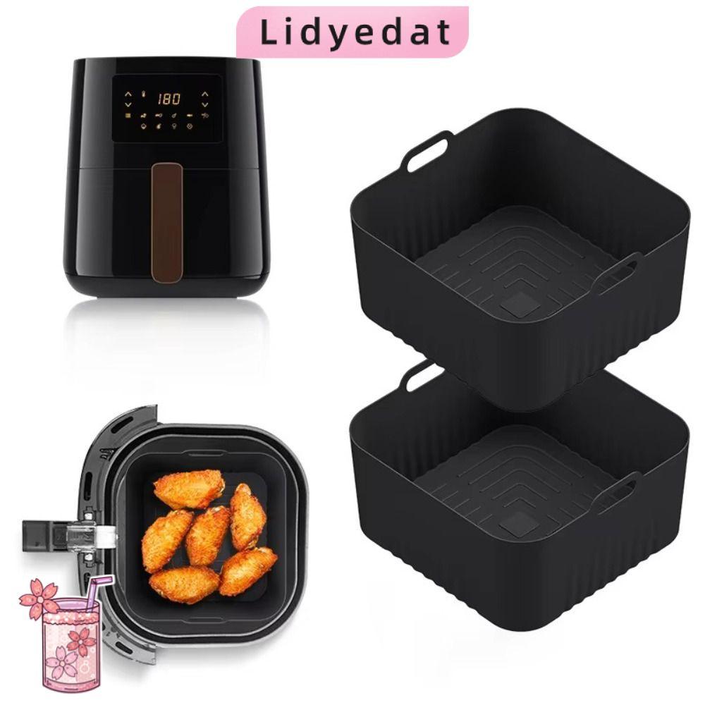 LIDYEDAT165 Air Fryer Mould, Square 4-5L Air Fryer ซิลิโคน Liners, Air Fryer อุปกรณ์เสริมนํากลับมาใช้ใหม่ 17 ซม.หม้อเตาอบสําหรับ