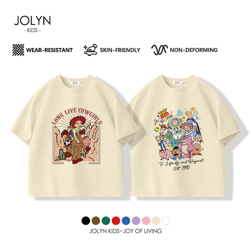 เสื้อยืดเด็กผู้หญิง ผ้าฝ้ายแท้ ใส่สบาย นุ่ม อายุ 3-15 ปี Toy Story ลายพิมพ์การ์ตูนน่ารัก (ส่งเร็ว จัดส่งจากไทย)