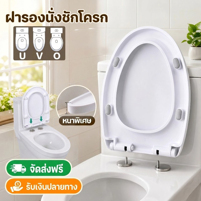 COD ฝารองชักโครก U/V/O ทุกรูปทรง ใช้ได้กับทุกยี่ห้อ ติดตั้งง่าย ทำให้หนาขึ้น ทนทาน ฝาชักโครก