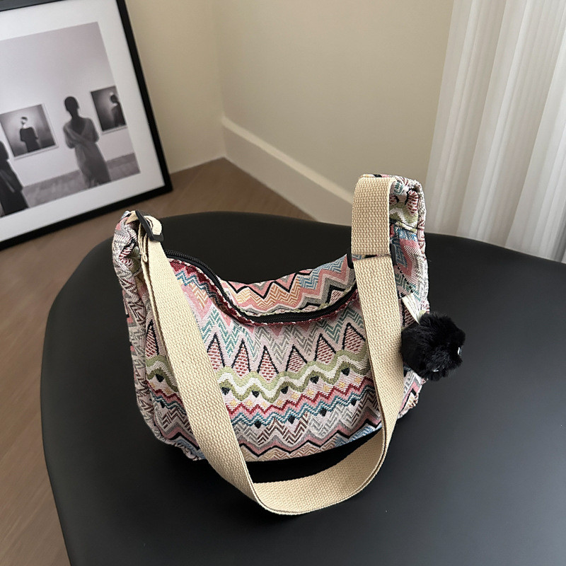 ผ้าใบ Dumpling Bag ความจุขนาดใหญ่ Commuter Shoulder Messenger Bag