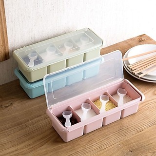 Kotak Tempat Penyimpanan Bumbu Dapur 4 Sekat 4in1 Storage Box