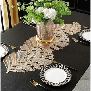 Gold Table Runners 36 Inches Heat Resistant Table Runner Flower Shaped Short Table Runner Washable Table Mats for Party,Wedding