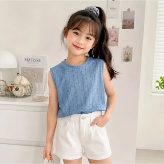 เสื้อกั๊กเด็กไหมพรม แขนกุด ลายถักโปร่ง สไตล์เกาหลี ใส่ได้ทุกฤดู🕊️สินค้าพร้อมส่ง🕊️