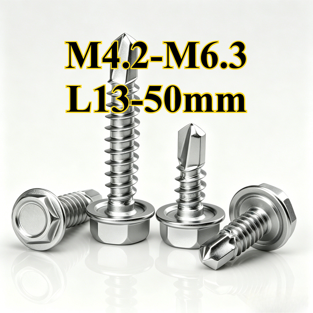 304 สแตนเลสภายนอกหกเหลี่ยมเจาะหางสกรู Dovetail สกรูเจาะตัวเองกันสนิม Self-Tipping Self-Drilling/Fastener ขนาด M4.2/M4.8/M5.5/M6.3 L13-50 มม. (YDD-