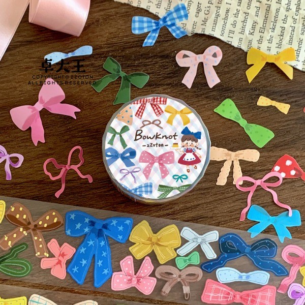 Zhuo Dawang Tape Die Cut Azhuo Make a Bow สัตว์เลี้ยงตกแต่ง Embellishment All-Match คู่มือวัสดุพื้นฐาน