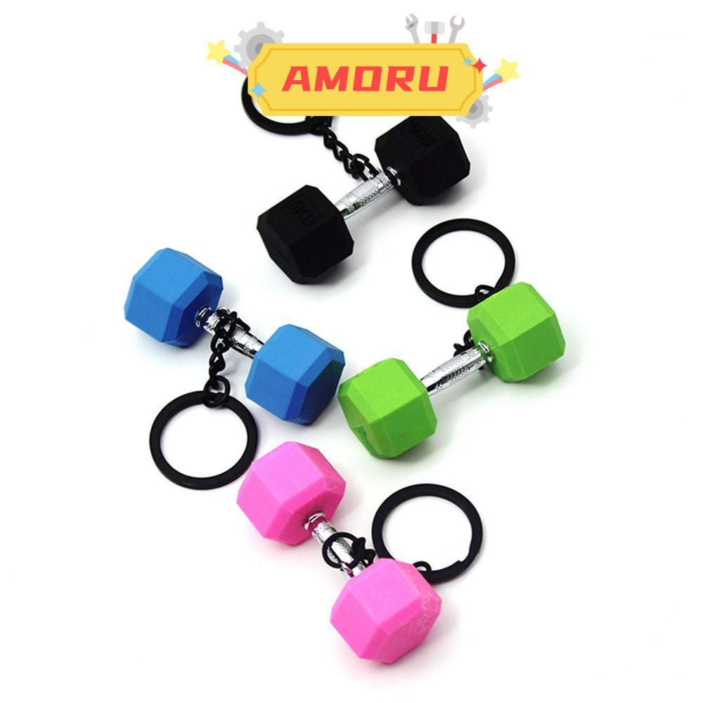 AMOR12U7 Barbell พวงกุญแจ, DIY PVC จี้พวงกุญแจ, Dumbbell Gym Lovers Kettlebell กระเป๋าเป้สะพายหลังจี