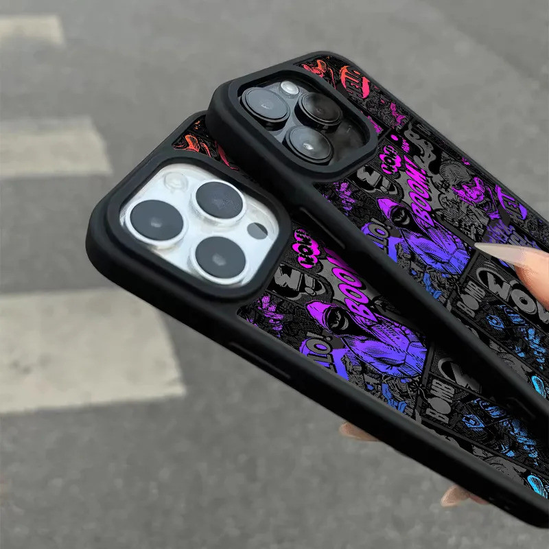 เคสโทรศัพท์แบบแข็งความรู้สึกระดับไฮเอนด์ป้องกันลายนิ้วมือ Dark Graffiti การ์ตูน Boy Anti-Falling เหม