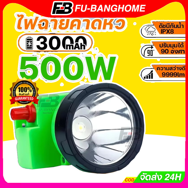 FU-BANG ไฟฉายคาดหัว กบยาง ไฟฉาย แสงมาก แบตอึด กันน้ำ LED ชาร์จ USB สำหรับแคมป์ปิ้ง ตกปลา กลางแจ้ง