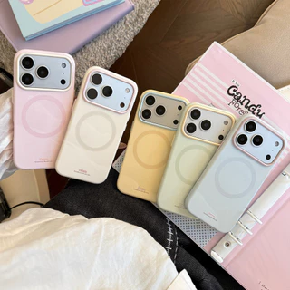 Niche Simple Magnetic เหมาะสําหรับ Apple 17pro max เคสโทรศัพท์ iphone16 สไตล์เกาหลี ins Soft 15 Macarons