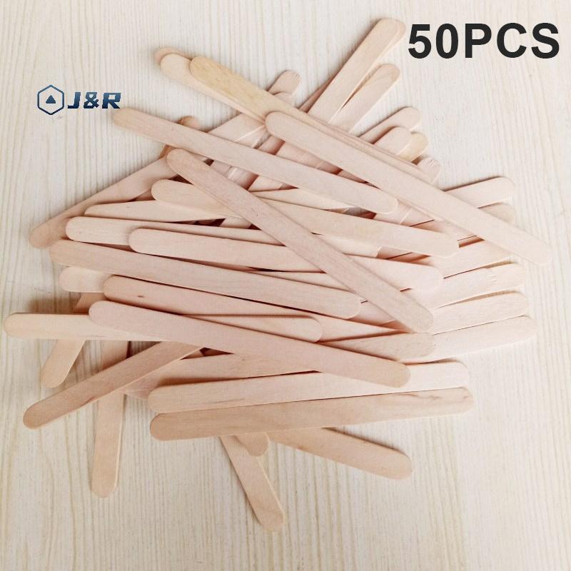 J&R> 50ชิ้นStisไม้ไอศกรีมStiสําหรับแม่พิมพ์ซิลิโคนพรรคเหตุการณ์เค้กSicle Sti