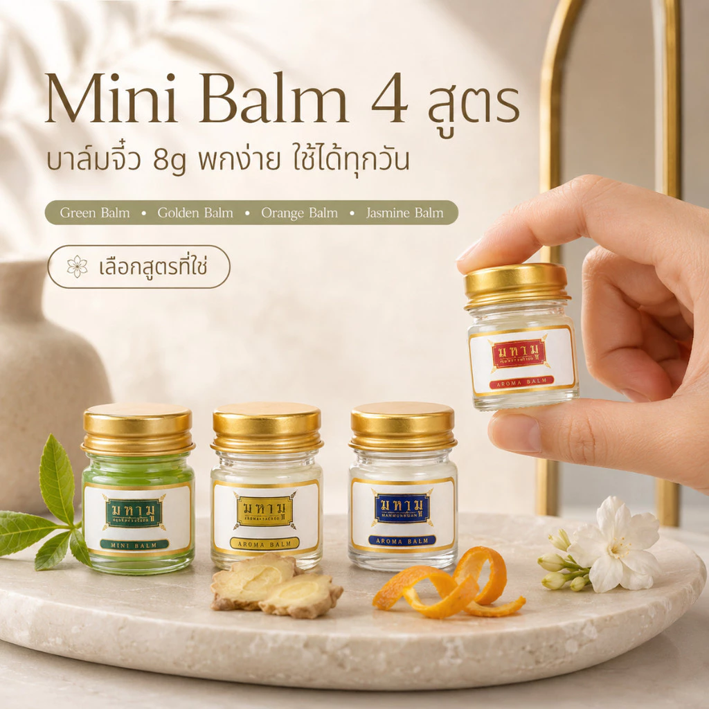 [ของแถม] MAHAMU มินิบาล์มขี้ผึ้ง 4 สูตร