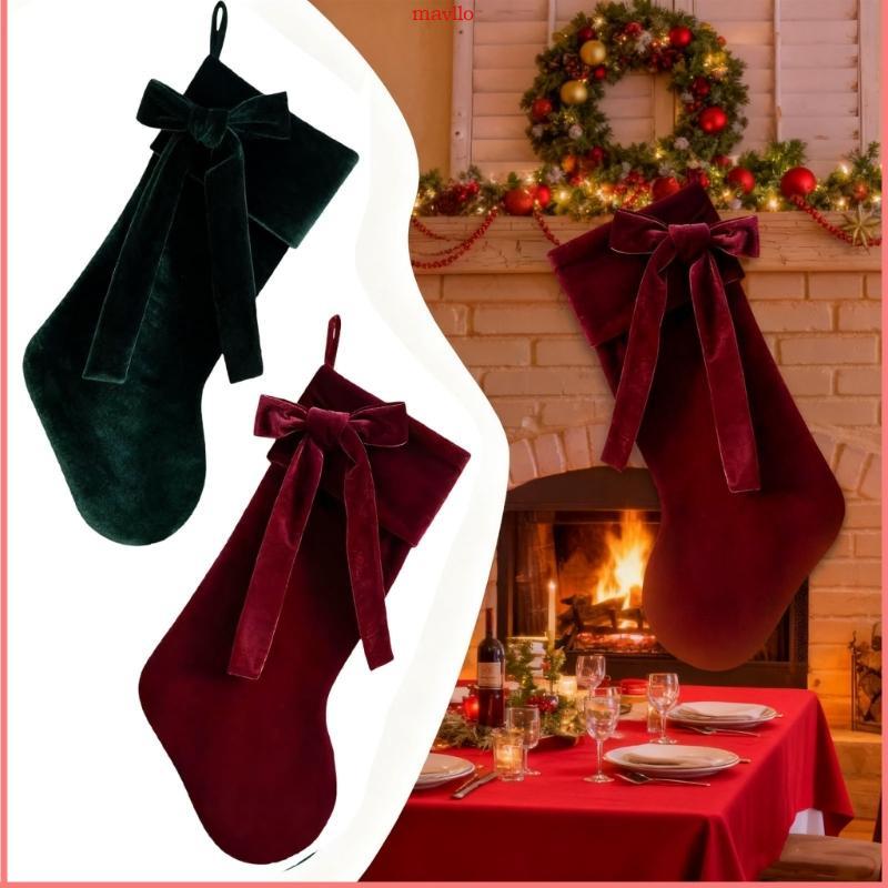 MAVLO 20 นิ้วคริสต์มาสถุงน่องขนาดใหญ่ตกแต่งหรูหราถุงน่องสําหรับ Firepitscreen Mantel Elegant Holiday