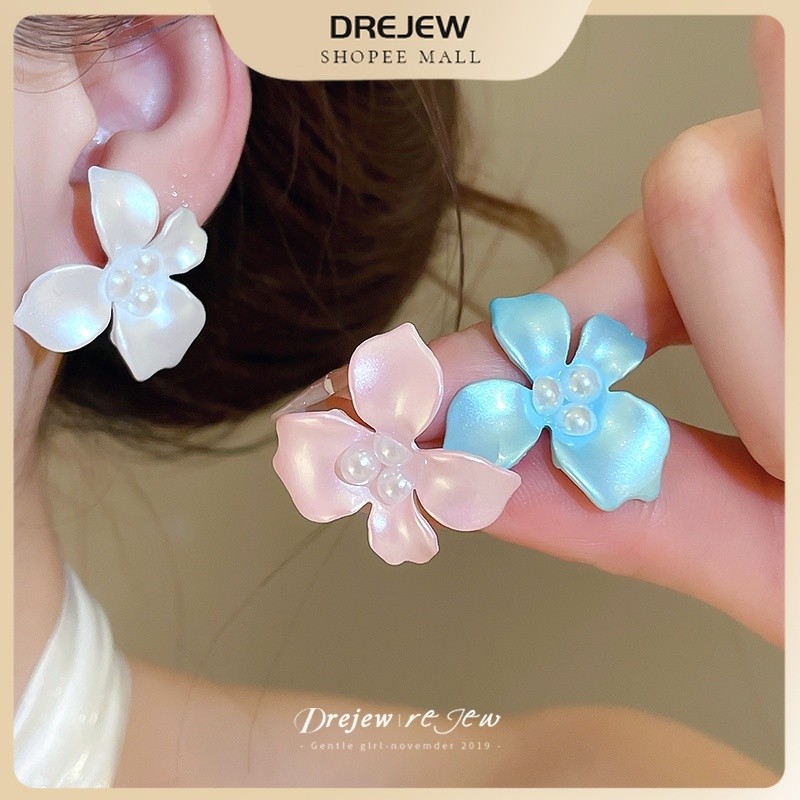เดรช ผู้หญิงหลายสีเคลือบดอกไม้ต่างหูสตั๊ดกับมุกเทียมหวานสดอุปกรณ์เสริมสําหรับสวมใส่ทุกวันออกเดทวันหยุดฤดูร้อนและของขวัญสําหรับเ