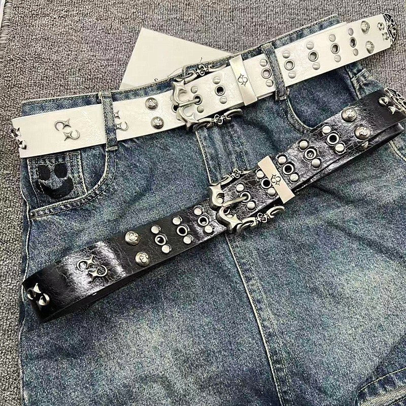 【rtrg9808.th】 belt 个性潮流设计风格皮带男女士通用针扣金属腰带嘻哈朋克铆钉酷  新款 现货 【0524Z4sOB16zX】