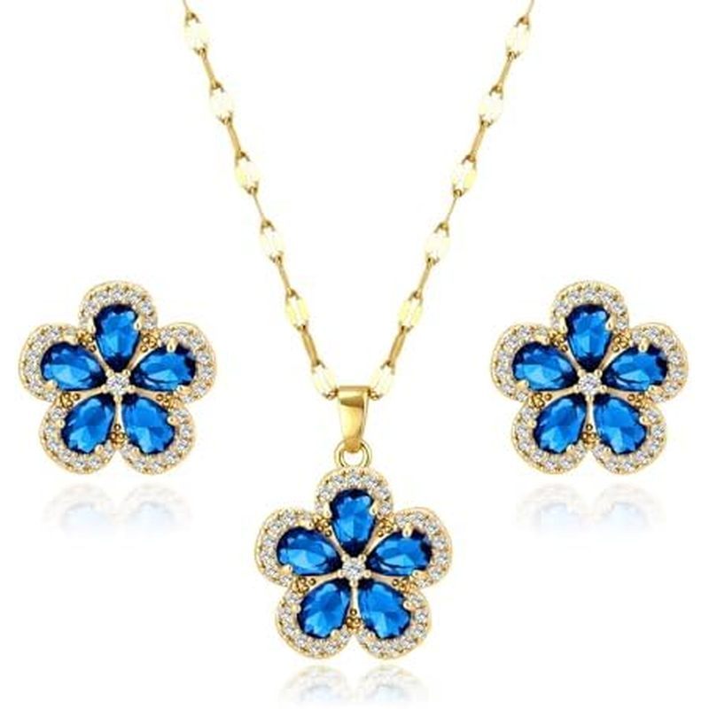 ดอกไม้สําหรับและ D vibluEAdjustable necklaCh และต่างหู W1 J 1 1 ชุด G.gold Pl reperc.BorderSize