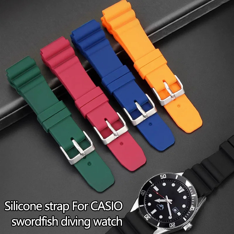 22 มม.กีฬาสายนาฬิกาซิลิโคนสําหรับ Seiko ผู้ชายกันน้ําดําน้ําสายยางสําหรับ Casio Duro Swordfish MDV10