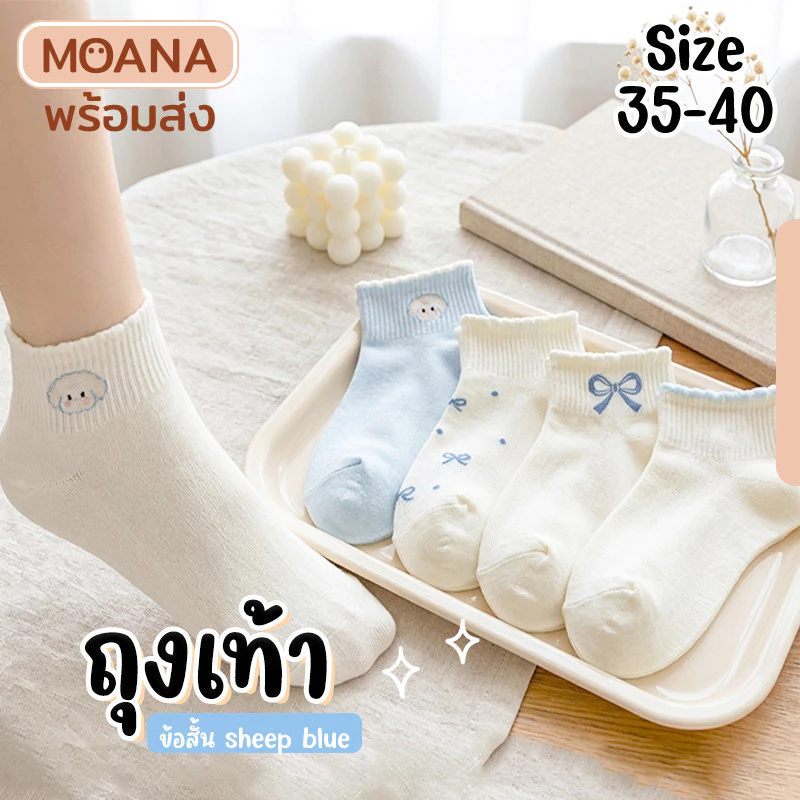 พร้อมส่ง : ถุงเท้า ข้อสั้น หมาปุย ขาวฟ้า 5 คู่ น่ารัก ใส่ได้ทุกวัน เนื้อผ้านุ่ม แฟชั่น