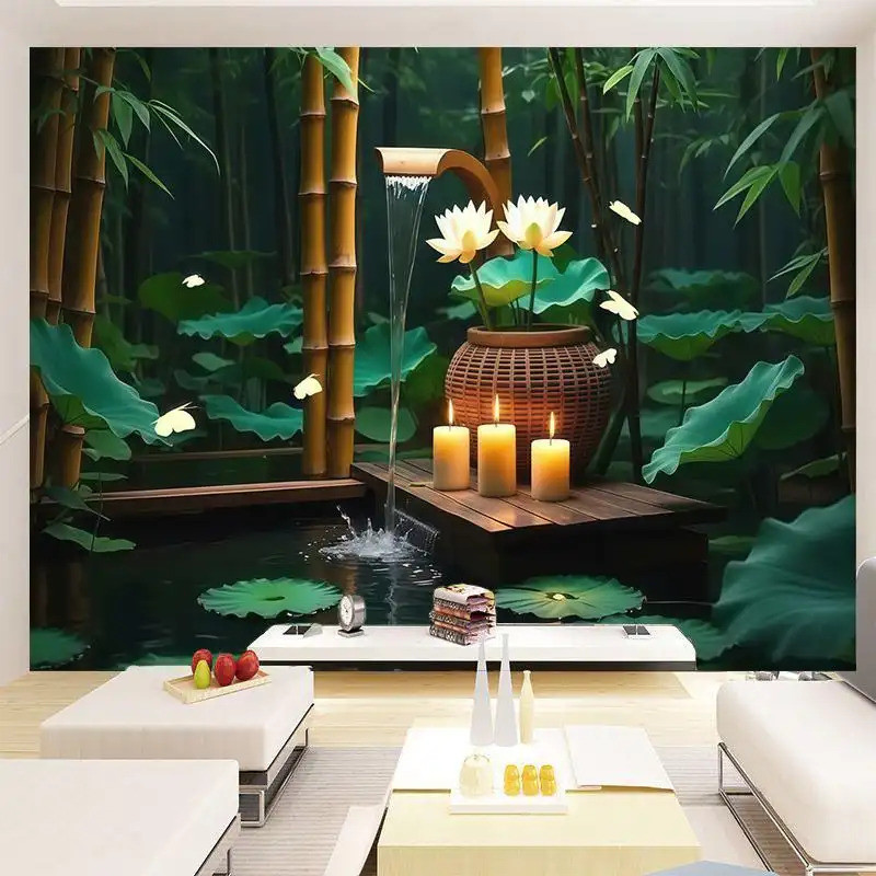 ภาพตกแต่งร้านนวดร้านสปา สกรีนสวยคมชัด เนื้อผ้าโพลีเอสเตอร์ ผ้าหนาสีไม่ตก