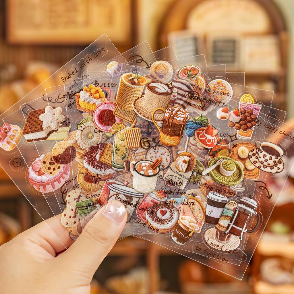 150 ชิ้น + Retro Vintage ปักสติกเกอร์หนังสือขนมหวานและขนมปัง Cafe Theme สําหรับ DIY Scrapbooking Journaling ขวดน้ําและเคสโทรศัพท์ตกแต่ง