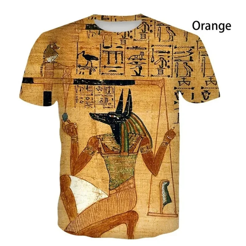 2025 เสื้อยืดผู้ชาย ฮอรัส ใหม่ พิมพ์ลาย 3ง ของฟาโรห์เทพอียิปต์โบราณ เสื้อยืดแขนสั้นลาย อันบิส สไตล์วินเทจสตรีทสําหรับเด็กตลก