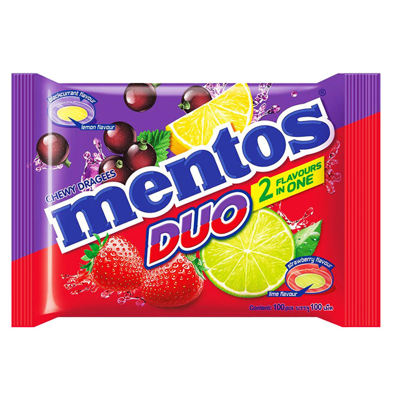 เมนทอส รสผลไม้ 100 เม็ด (MENTOS Duo Candy 100 pcs)