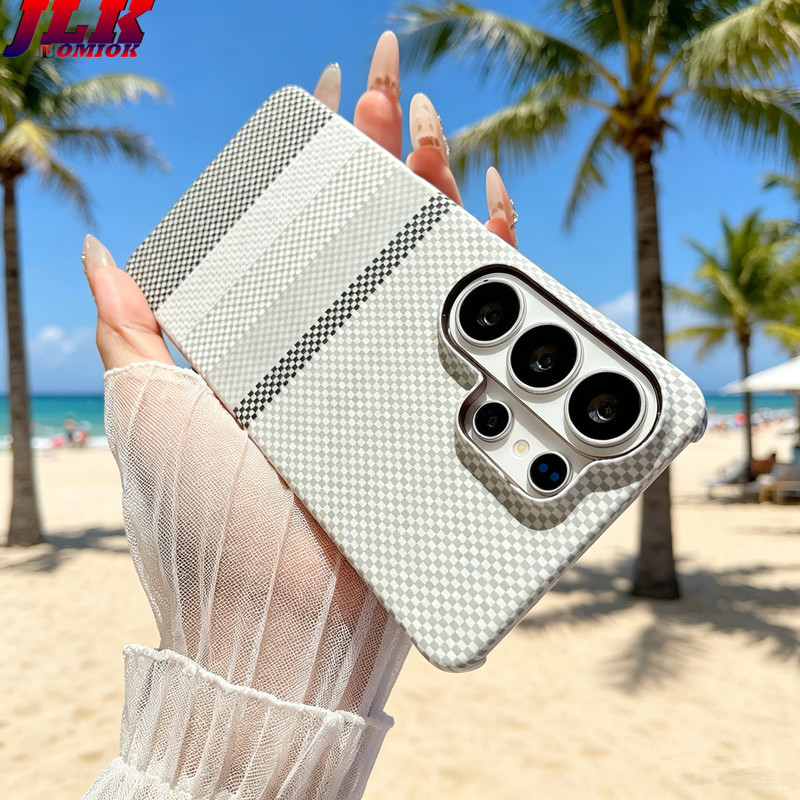 [JLK] Ultra Thin Magnetic Carbon Fiber Texture Phone Case for Samsung Galaxy S26 Edge S25 FE S24 S23 Ultra A57 A56 A55 A17 A16 Wireless Charge Hard PC Cover