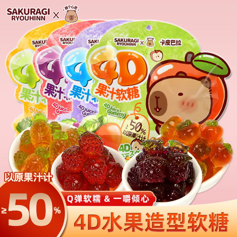 น้ําผลไม้รูป 4D Kapibara Co-Branded Strawberry Apple Flavoured Gummy Snacks Candy Snacks