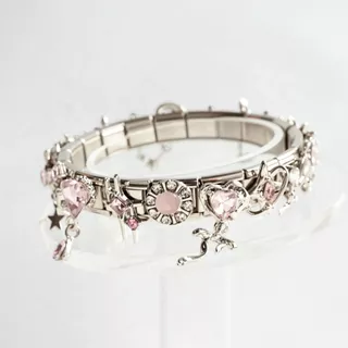 สร้อยข้อมือสแตนเลสแบบแยกส่วนอิตาลี, จี้ซีรีส์เพทายสีชมพู ทําเอง สร้อยข้อมือ, สร้อยข้อมือเสน่ห์อิตาลี