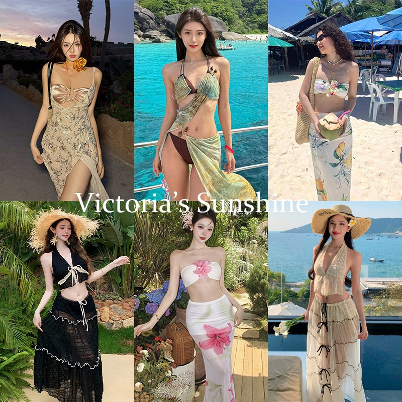 บิกินี่ ชุด3ชิ้น ชุดว่ายน้ำกระโปรง bikini sexy beachwear กระโปรงยาวผ่าข้าง มีให้เลือกหลากหลายสไตล์