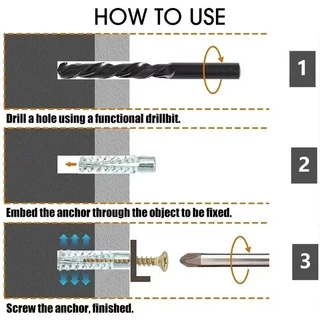 100 ชิ้นสกรูแตะตัวเองหยัก - Wall Anchor โลหะขยายหลอดท่อเจาะปลั๊ก Fastener Bolt Kit