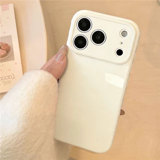 สำหรับ iPhone 16 17 15 13 14 12 11 Pro Max XR 15 14 16 Plus รุ่นใหม่ เคสกันกระแทกสีพาสเทลเรียบง่ายแฟชั่นขอบลายหัวใจ