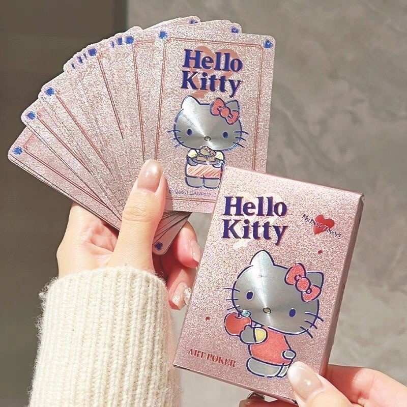 การ์ดโป๊กเกอร์ Hello Kitty น่ารัก |   การ์ดเล่นปาร์ตี้กันน้ําและทนทาน PVC พรีเมี่ยม WHNA