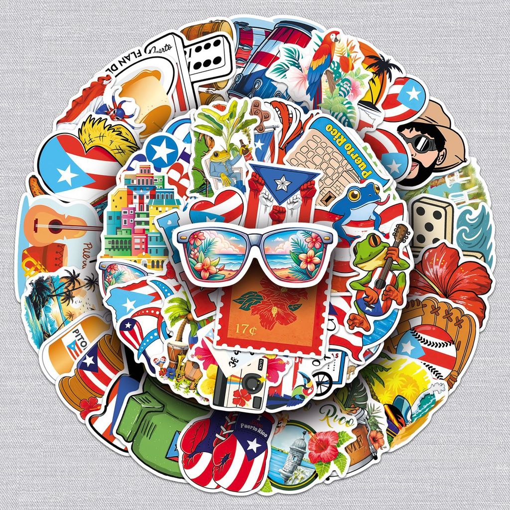 50 สติ๊กเกอร์ Puerto Rico Puerto Rico American National City สติกเกอร์ตกแต่งกันน้ําแนวนอน