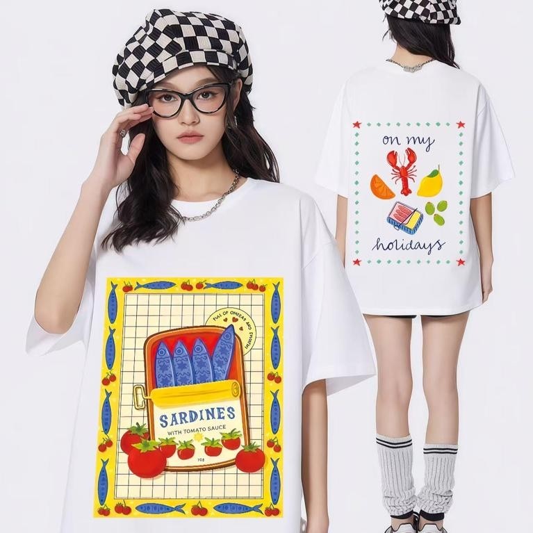 100%cotton เสื้อยืดคอตตอนแท้ ลายสกรีนหน้า-หลัง ใส่ได้ทั้งชายและหญิง ADX0248