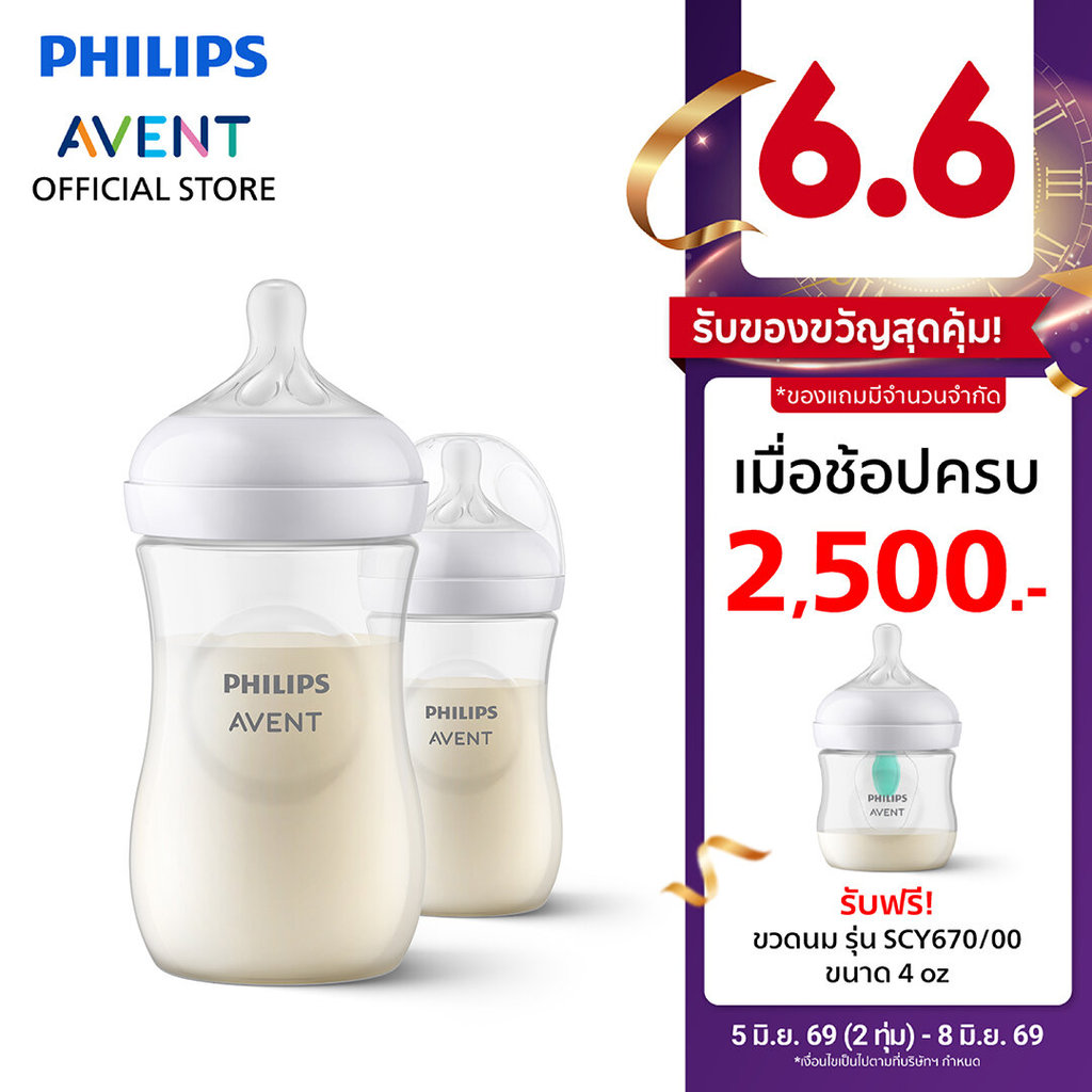 Philips Avent ฟิลิปส์ เอเวนท์ ขวดนม Natural Response ไม่ดูดไม่ไหล ขนาด 9 ออนซ์/260 มล. แพ็คคู่ รุ่น SCY903/02