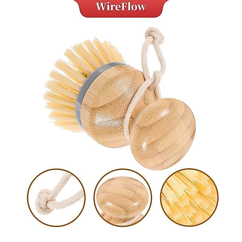 WireFlow แปรงล้างจานด้ามไม้ไผ่ แปรงขัดหม้อ กระทะ และอ่างล้างจาน ขจัดคราบฝังแน่นได้อย่างมีประสิทธิภาพ