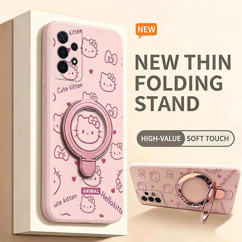 SAMSUNG เคสสําหรับSAMSUNG a52 a52s 5G a72 5Gเคสโทรศัพท์Softcaseซิลิโคนกันกระแทกฝาครอบดีไซน์ใหม่ความงามพร้อมที่วางแมวน่ารักสีชมพูสําหรับสาวโปร่งใสYTFUZJ1