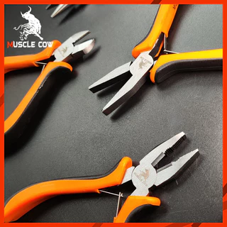 MUSCLE COW คีมปากแหลมเล็ก4.5นิ้ว 8สไตล์เลือกใช้ ด้ามยางกันลื่น ใช้ตัดสายไฟ งานอิเล็กทรอนิกส์ ซ่อมนาฬิกา
