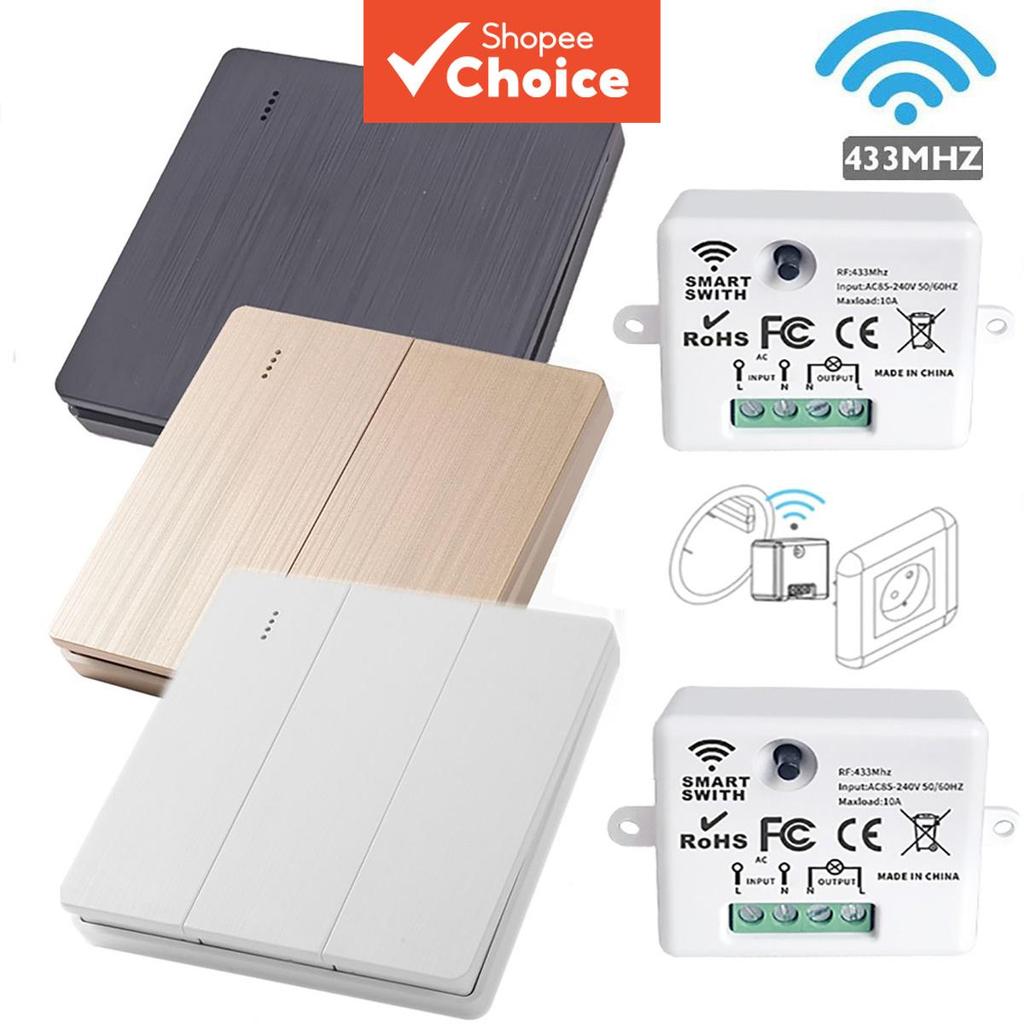 รีโมทติดผนัง 86 แบบ RF 433MHz ควบคุม 1/2/3 ช่อง สําหรับไฟ LED สวิตช์อัจฉริยะ พัดลม ใช้ในบ้าน
