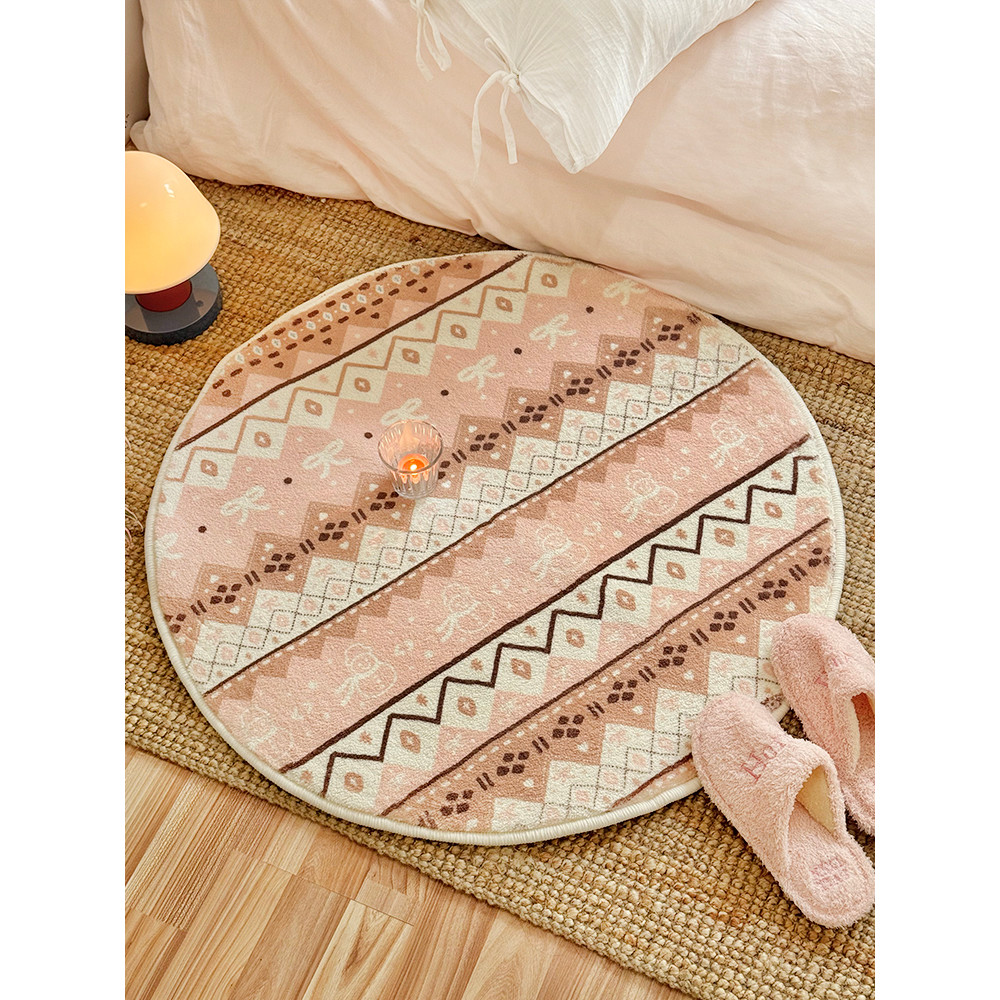 Ins ห้องเด็กข้างเตียงรอบผ้าห่มสีแดง Phil Island พรมห้องนั่งเล่นโซฟาแผ่นปูพื้นกลมห้องรับฝากของเสื่อแต