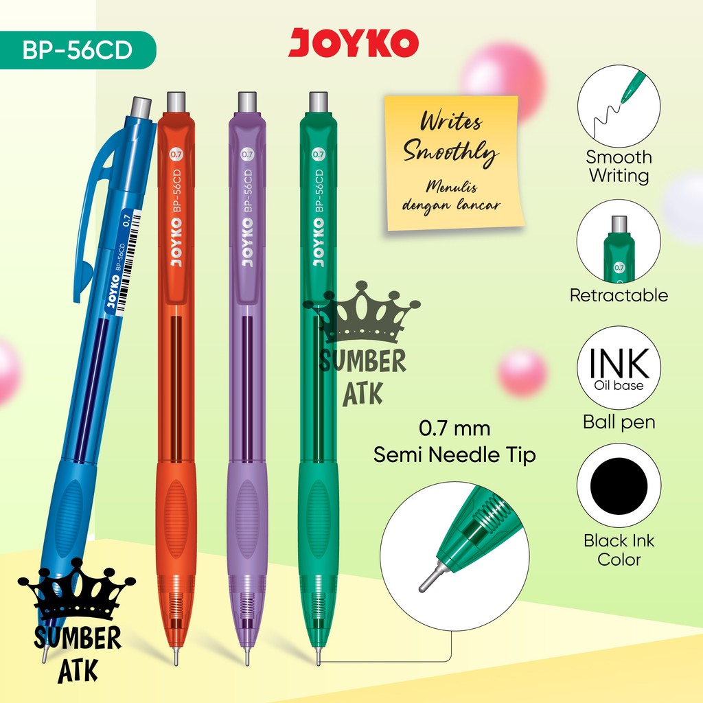 JOYKO Ball Pen BP-56CD หมึกสีดํา 0.7 มม.