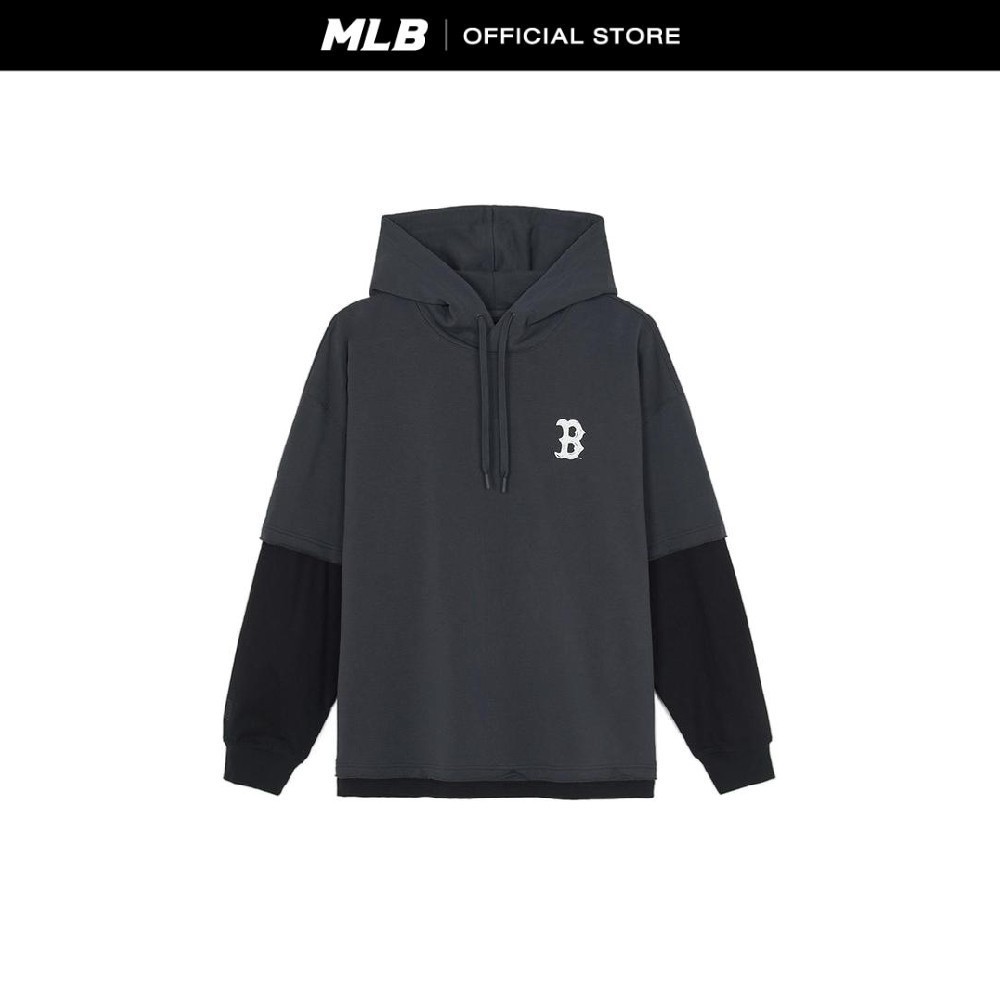 MLB เสื้อฮู้ดดี้ ยูนิเซ็กซ์ M-Treet Back Letter Layered Hoodie รุ่น 3AHDB0661 43CGD สีเทาชาโคล