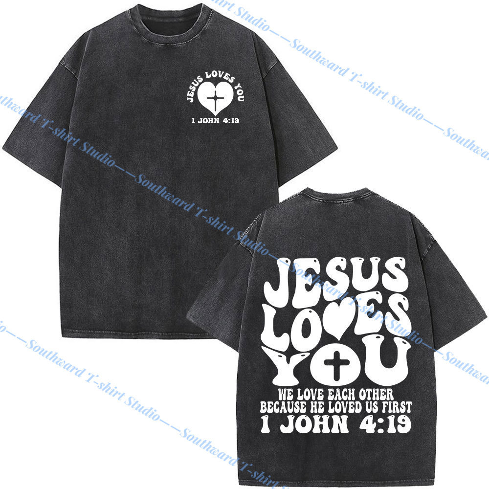 🌺 [COD] Faith Over Fear Christian Jesus Bible Verse Washed T-shirts Vintage Aesthetic T-shirt  (จัดส