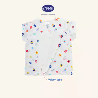 ENFANT ชุดเสื้อป้ายแขนสั้นแบบเวลโก้เทป+ กางเกงขาสามส่วน สำหรับ แรกเกิด-6 เดือน ED1DP5